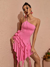Load image into Gallery viewer, Aniya One Shoulder Flower Mini Dress In Pink
