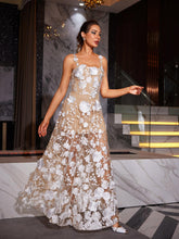 Load image into Gallery viewer, Annalena Flower Embroidered Mesh Maxi Dress
