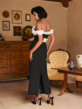 Load image into Gallery viewer, Araksia Off Sleeve Ruched Pearl Maxi Dress
