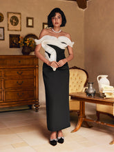 Load image into Gallery viewer, Araksia Off Sleeve Ruched Pearl Maxi Dress
