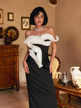 Load image into Gallery viewer, Araksia Off Sleeve Ruched Pearl Maxi Dress
