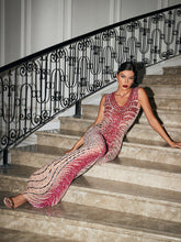 Load image into Gallery viewer, Arcelia Lobster Print Embellished Maxi Dress
