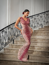 Load image into Gallery viewer, Arcelia Lobster Print Embellished Maxi Dress

