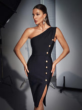 Load image into Gallery viewer, Arden One Shoulder Button Bandage Dress
