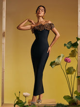 Load image into Gallery viewer, Arnau One Shoulder Flower Bandage Maxi Dress In Gold
