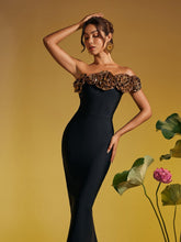 Load image into Gallery viewer, Arnau One Shoulder Flower Bandage Maxi Dress In Gold
