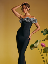 Load image into Gallery viewer, Arnau One Shoulder Flower Bandage Maxi Dress In Silver
