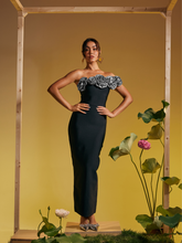 Load image into Gallery viewer, Arnau One Shoulder Flower Bandage Maxi Dress In Silver
