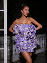 Load image into Gallery viewer, Arta Strapless Flower Mini Dress
