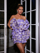 Load image into Gallery viewer, Arta Strapless Flower Mini Dress
