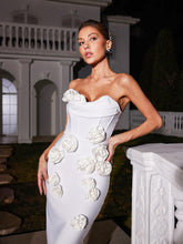 Load image into Gallery viewer, Arushi Strapless Flower Bandage Dress
