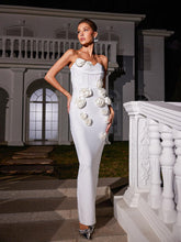 Load image into Gallery viewer, Arushi Strapless Flower Bandage Dress
