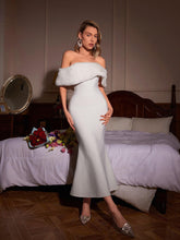 Load image into Gallery viewer, Aubelin Off Shoulder Faux Fur Bandage Dress
