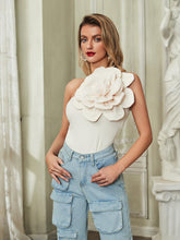 Load image into Gallery viewer, Aureliana One Shoulder Flower Top In White
