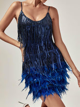 Load image into Gallery viewer, Austyn Tassel Feather Mini Dress In Royal Blue
