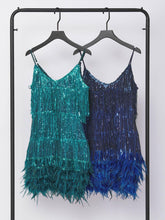 Load image into Gallery viewer, Austyn Tassel Feather Mini Dress In Royal Blue
