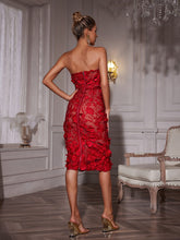 Load image into Gallery viewer, Avital Strapless Flower Midi Dress
