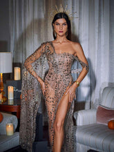 Load image into Gallery viewer, Bailee Split Sequin Maxi Dress In Bronze
