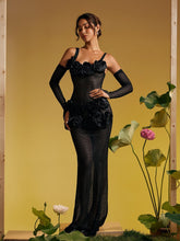 Load image into Gallery viewer, Barbara Spaghetti Hollow Flower Maxi Dress
