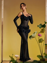 Load image into Gallery viewer, Barbara Spaghetti Hollow Flower Maxi Dress
