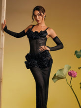 Load image into Gallery viewer, Barbara Spaghetti Hollow Flower Maxi Dress
