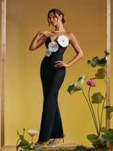 Load image into Gallery viewer, Bardou Strapless Flower Crystal Bandage Maxi Dress
