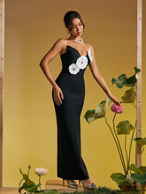 Load image into Gallery viewer, Bardou Strapless Flower Crystal Bandage Maxi Dress
