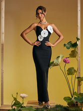 Load image into Gallery viewer, Bardou Strapless Flower Crystal Bandage Maxi Dress
