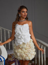 Load image into Gallery viewer, Bayard Strapless Flower Top In White
