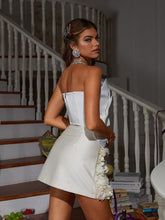 Load image into Gallery viewer, Bayard Strapless Flower Top In White
