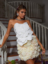 Load image into Gallery viewer, Bayard Strapless Flower Top In White
