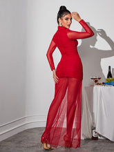 Load image into Gallery viewer, Bedelia Long Sleeve Cutout Mesh Maxi Dress
