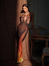 Load image into Gallery viewer, Bellezza Printed Rhinestone Maxi Dress
