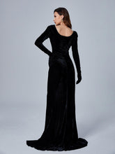 Load image into Gallery viewer, Bernice Long Sleeve Gloves Velvet Maxi Dress In Black
