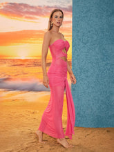 Load image into Gallery viewer, Bertalan Strapless Cutout Mesh Dress
