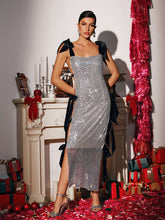 Load image into Gallery viewer, Bethel Crystal Bow Midi Dress
