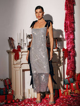 Load image into Gallery viewer, Bethel Crystal Bow Midi Dress
