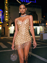 Load image into Gallery viewer, Bettye Strapless Rhinestone Fringe Mini Dress
