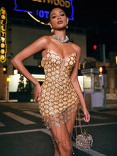 Load image into Gallery viewer, Bettye Strapless Rhinestone Fringe Mini Dress
