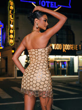 Load image into Gallery viewer, Bettye Strapless Rhinestone Fringe Mini Dress
