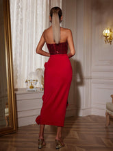 Load image into Gallery viewer, Bevin Strapless Flower Midi Dress

