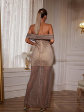 Load image into Gallery viewer, Bexley Off Shoulder Mesh Rhinestone Maxi Dress
