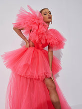 Load image into Gallery viewer, Bibi Plunge Cutout Tulle Dress
