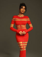 Load image into Gallery viewer, Bitzer Long Sleeve Bandage Midi Dress
