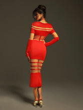 Load image into Gallery viewer, Bitzer Long Sleeve Bandage Midi Dress
