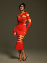 Load image into Gallery viewer, Bitzer Long Sleeve Bandage Midi Dress
