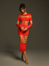 Load image into Gallery viewer, Bitzer Long Sleeve Bandage Midi Dress
