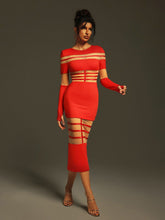 Load image into Gallery viewer, Bitzer Long Sleeve Bandage Midi Dress
