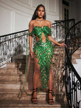 Load image into Gallery viewer, Blondene Cutout Sequin Embellished Maxi Dress
