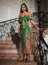 Load image into Gallery viewer, Blondene Cutout Sequin Embellished Maxi Dress

